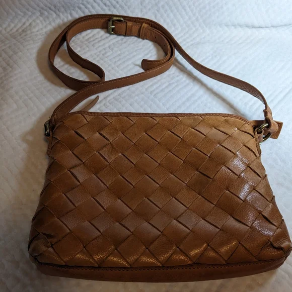 Vilenca Holland Small Brown Woven Leather Crossbody Bag Purse Daily Travel - Picture 7 of 16